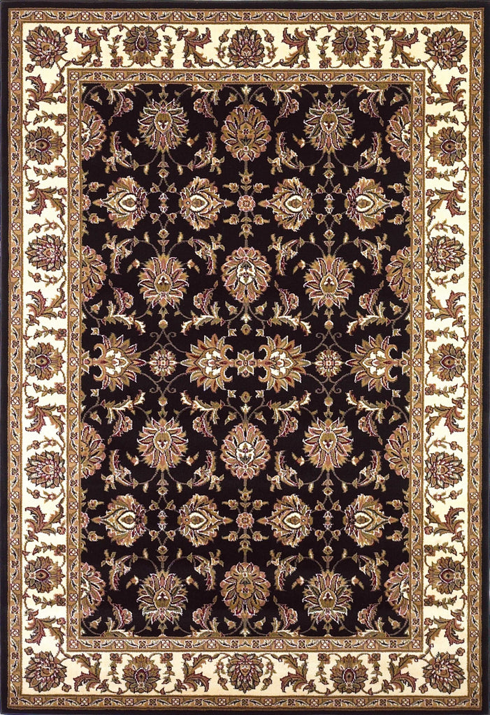 10' X 13' Black Ivory Machine Woven Floral Traditional Indoor Area Rug