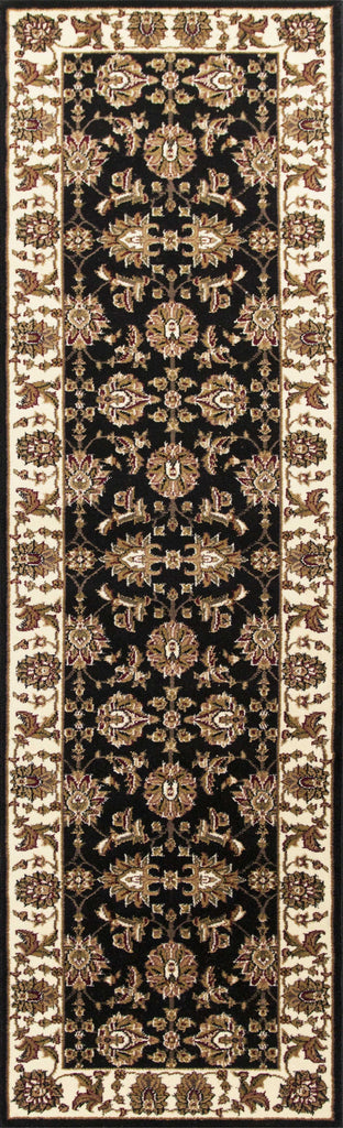 10' X 13' Black Ivory Machine Woven Floral Traditional Indoor Area Rug