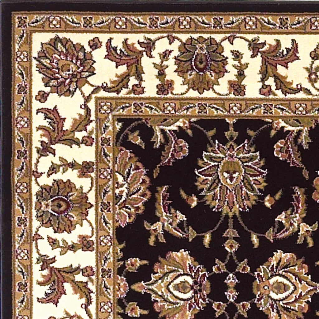 10' X 13' Black Ivory Machine Woven Floral Traditional Indoor Area Rug