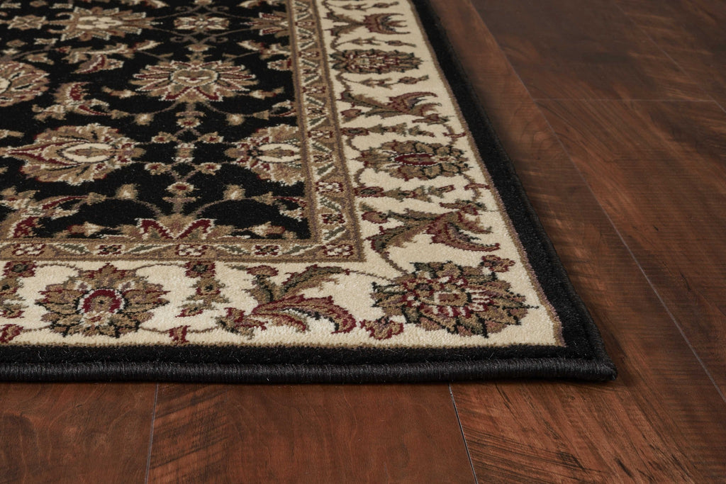 10' X 13' Black Ivory Machine Woven Floral Traditional Indoor Area Rug