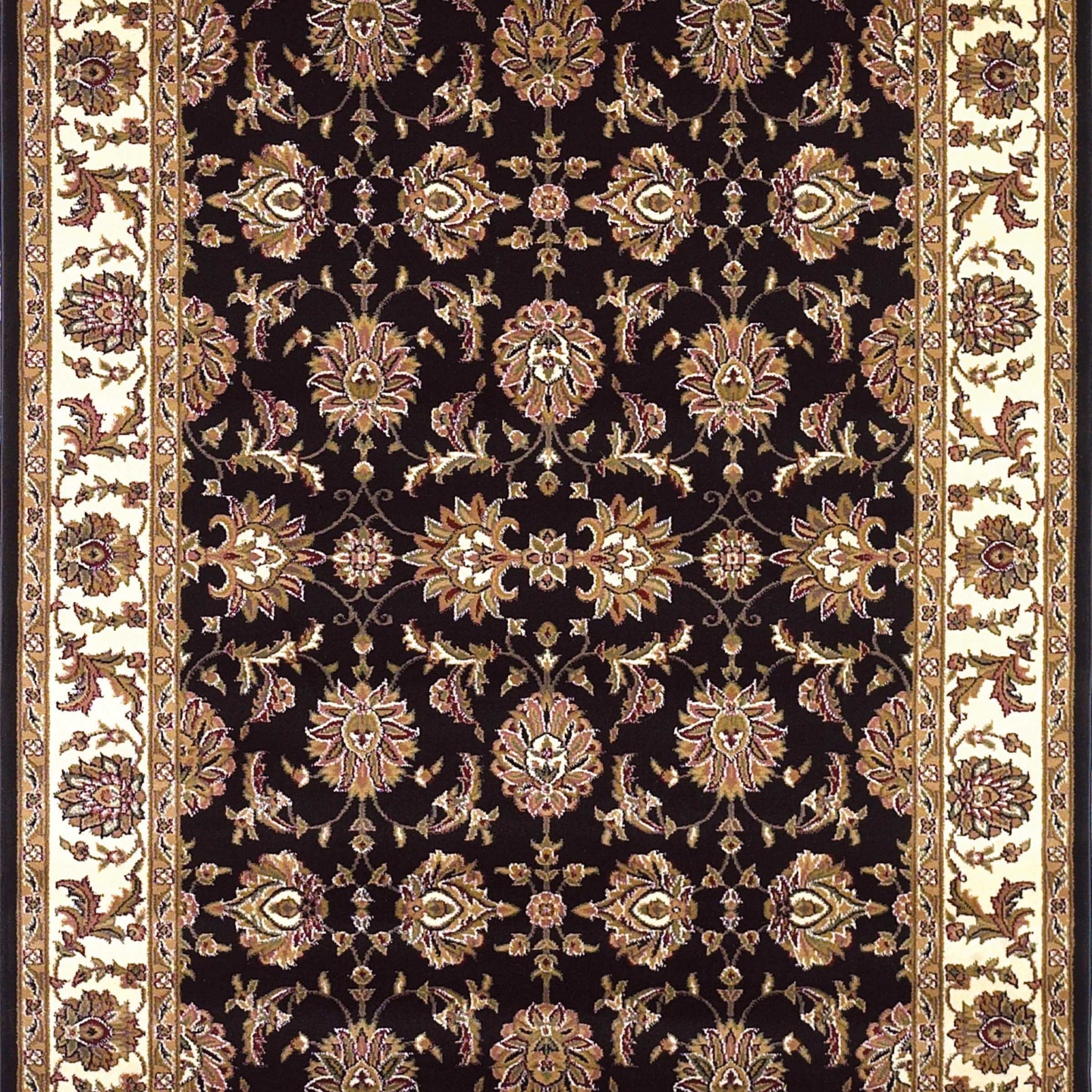 10' X 13' Black Ivory Machine Woven Floral Traditional Indoor Area Rug