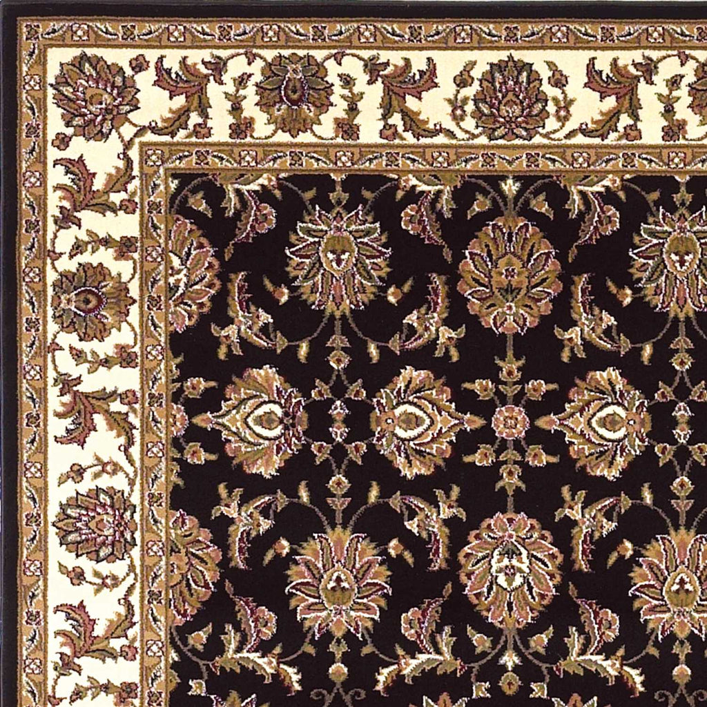 10' X 13' Black Ivory Machine Woven Floral Traditional Indoor Area Rug