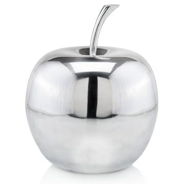 13" Silver Buffed Aluminum Decorative Apple Tabletop Sculpture