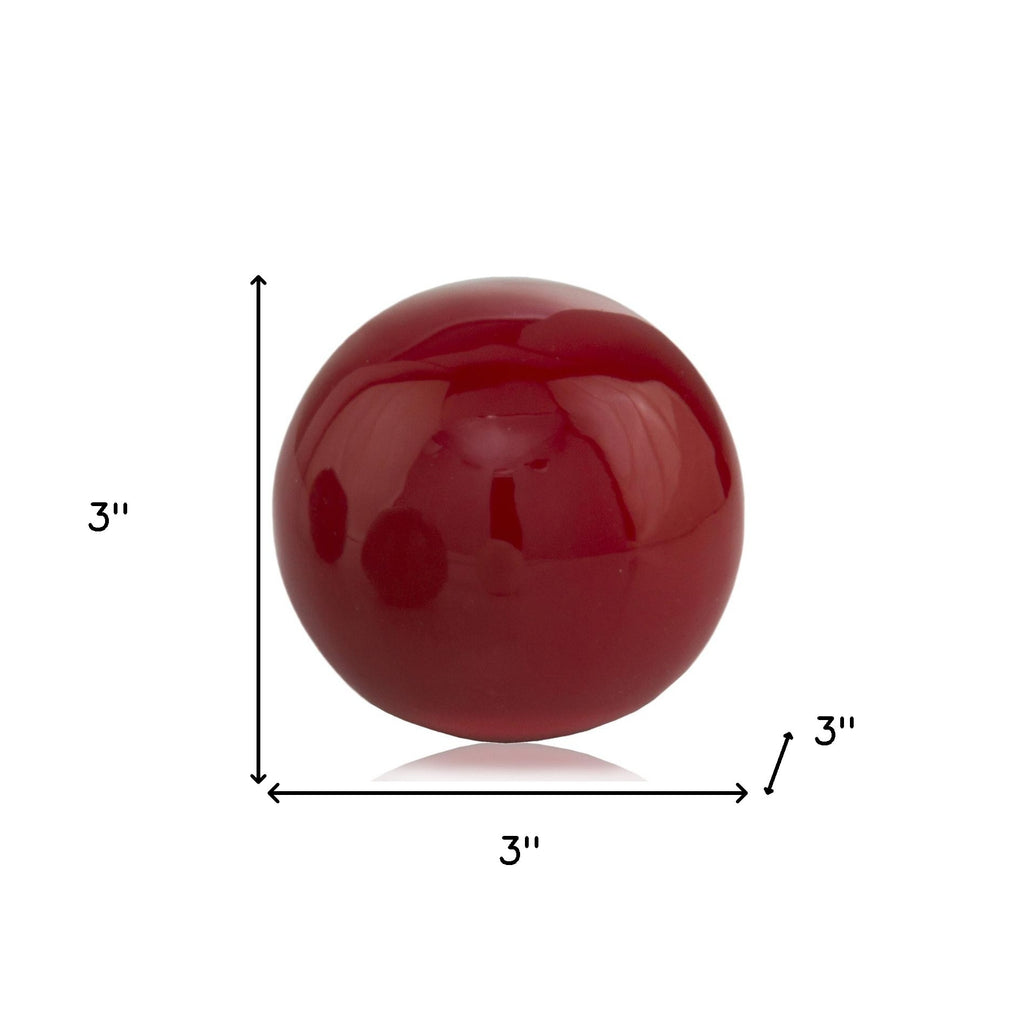 3" Red Aluminum Decorative Orb Tabletop Sculpture