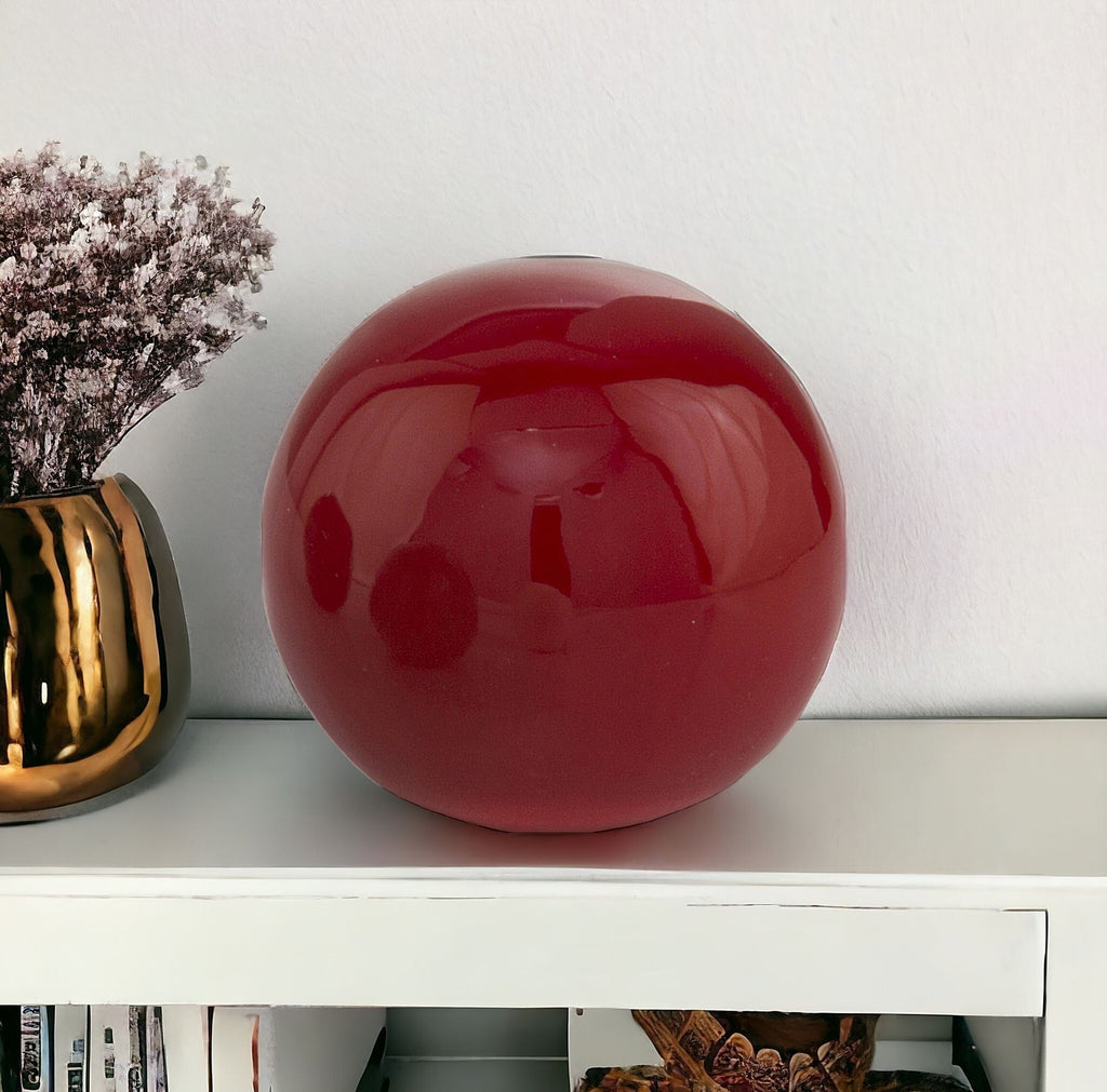 3" Red Aluminum Decorative Orb Tabletop Sculpture