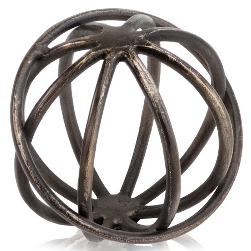 7" Bronze Cast Iron Decorative Orb Tabletop Sculpture