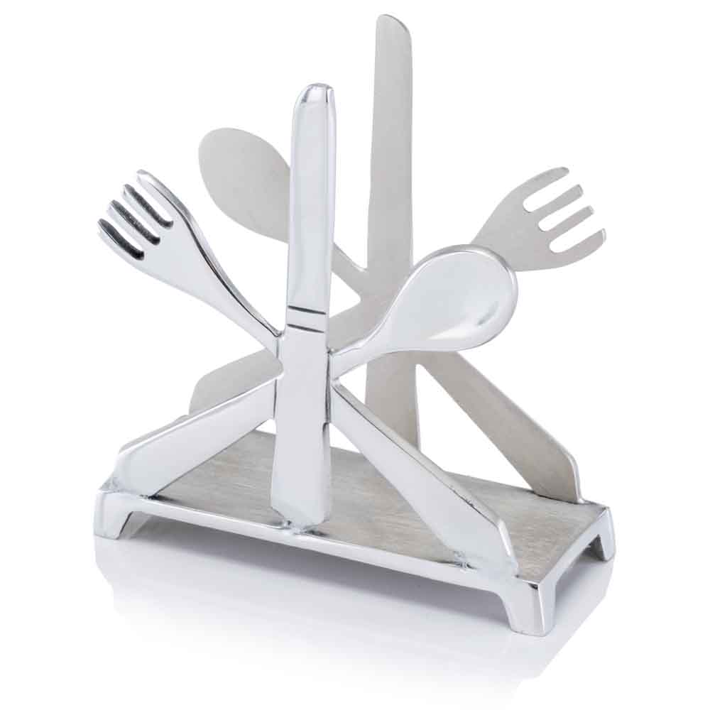 6" Aluminum Cutlery Design Free Standing Napkin Holder