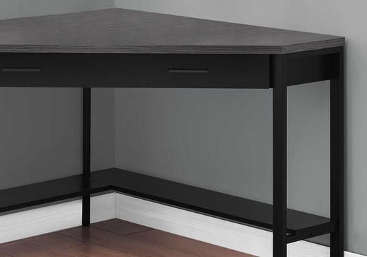 42" Gray and Black Corner Computer Desk