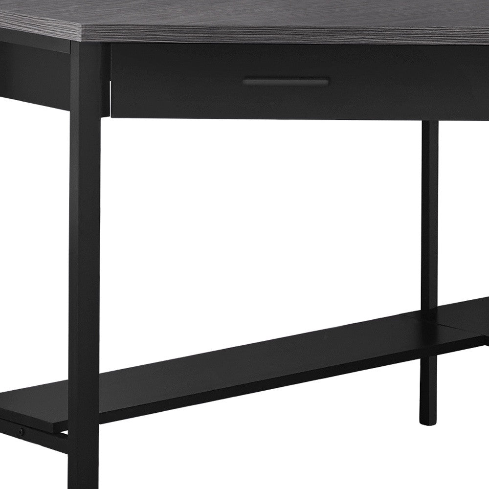 42" Gray and Black Corner Computer Desk