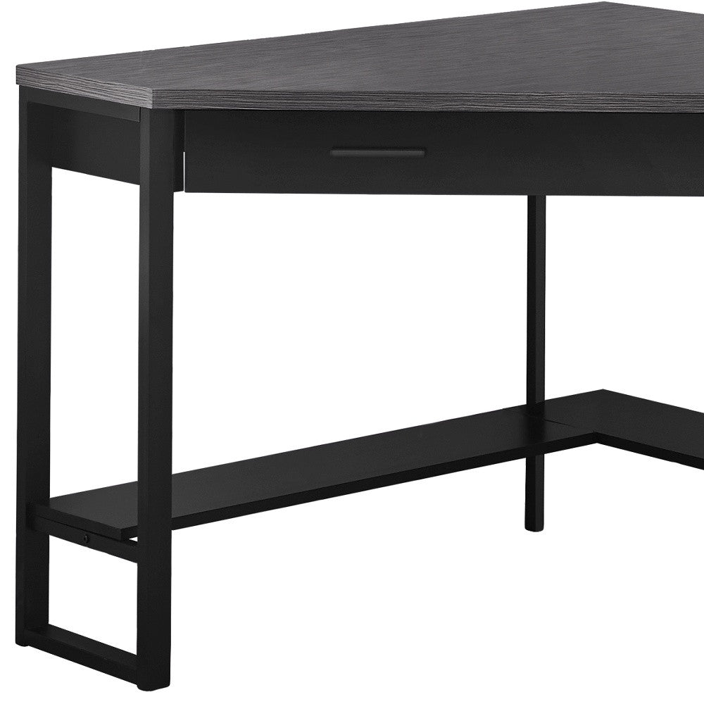 42" Gray and Black Corner Computer Desk