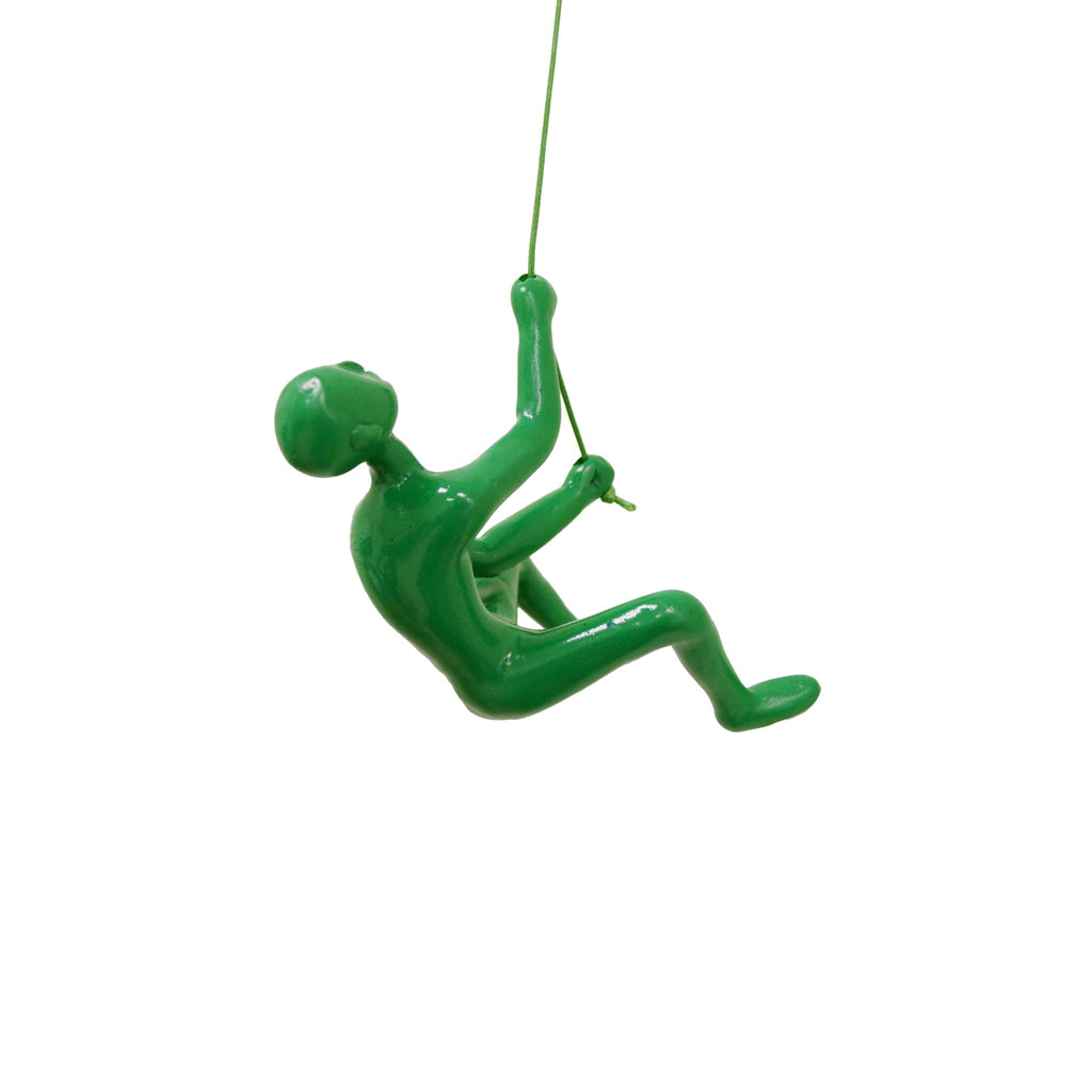 6" Green Unique Climbing Man With Rope Wall Art