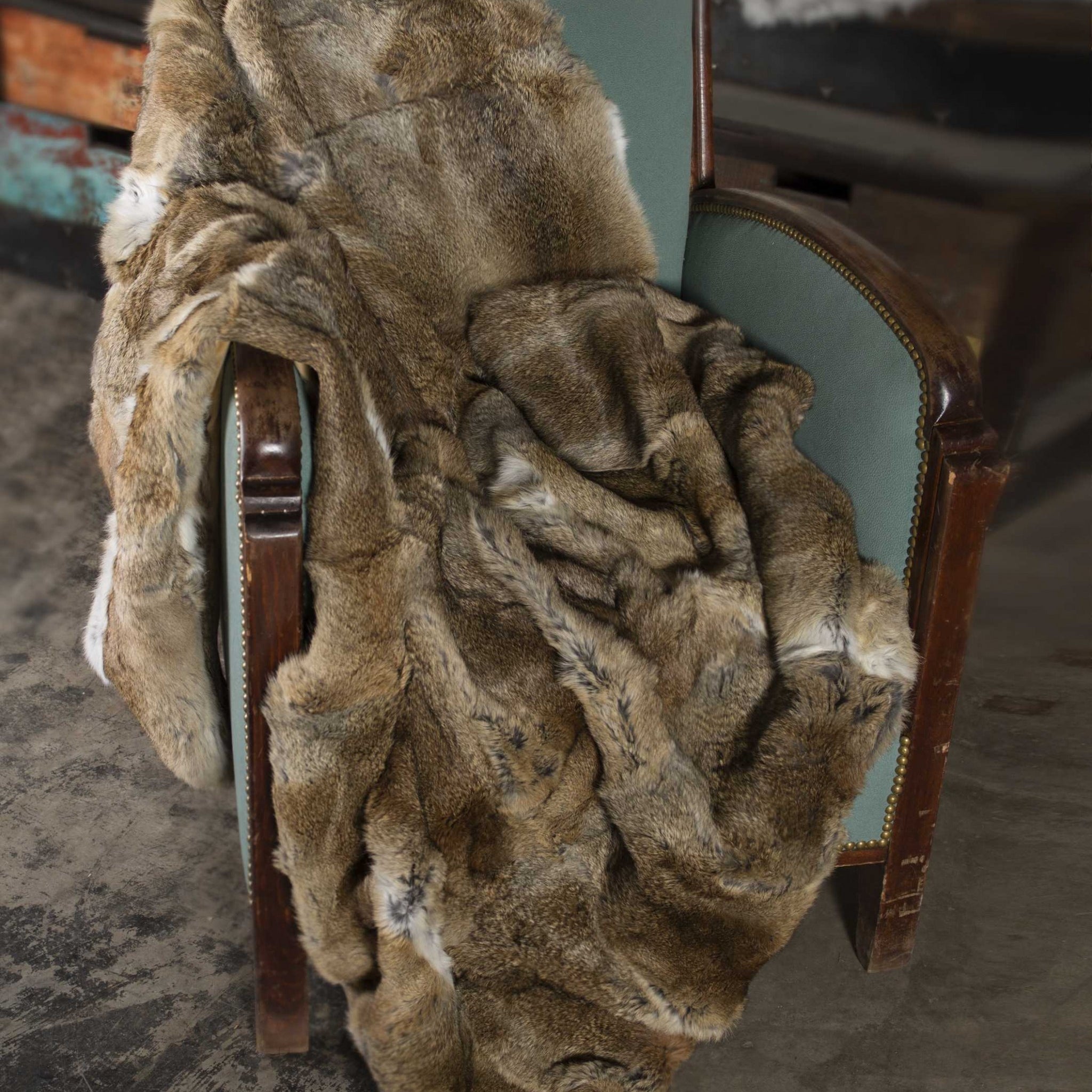 2" X 50" X 60" 100 Natural Rabbit Fur Hazelnut Throw Blanket