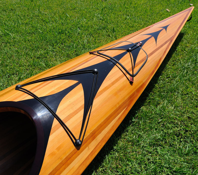 LuxxHomes  23" X 206" X 13" Wooden Kayak With Arrows Design