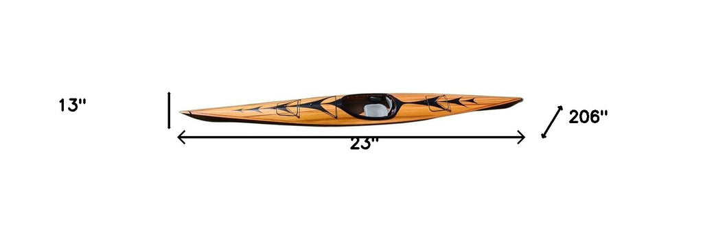 LuxxHomes  23" X 206" X 13" Wooden Kayak With Arrows Design