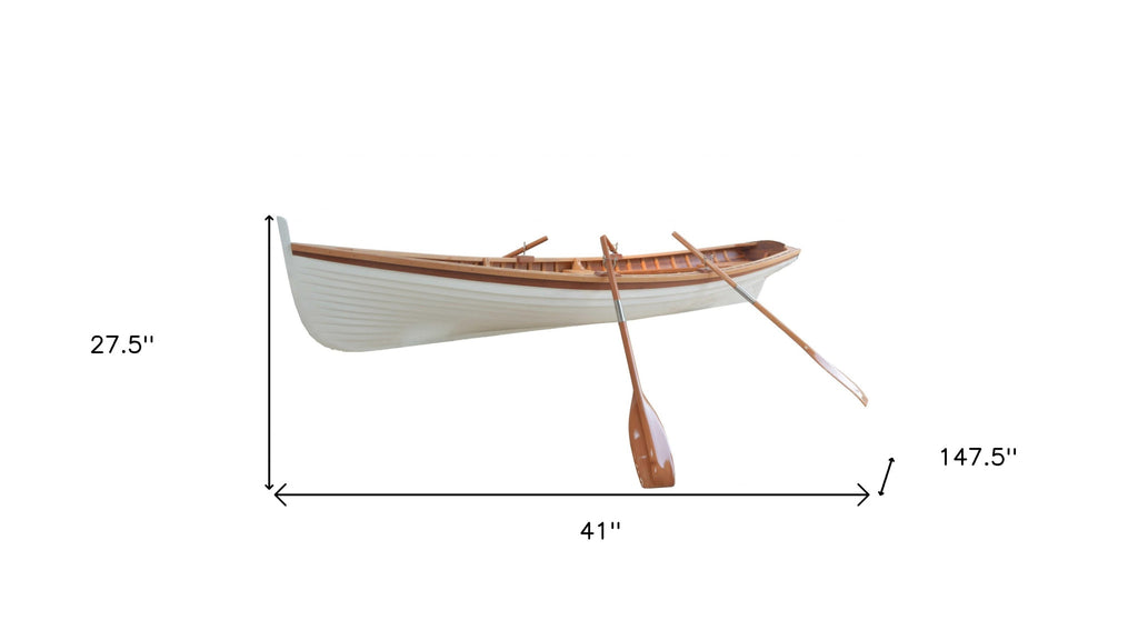 LuxxHomes  41" X 147.5" X 27.5" Clinker Built Whitehall Row Boat