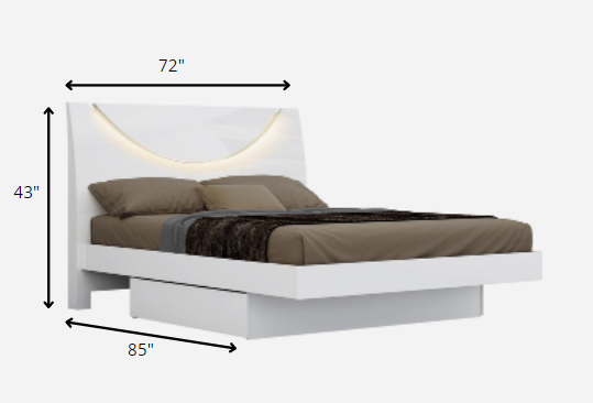 LuxxHomes  Solid Wood King White Bed