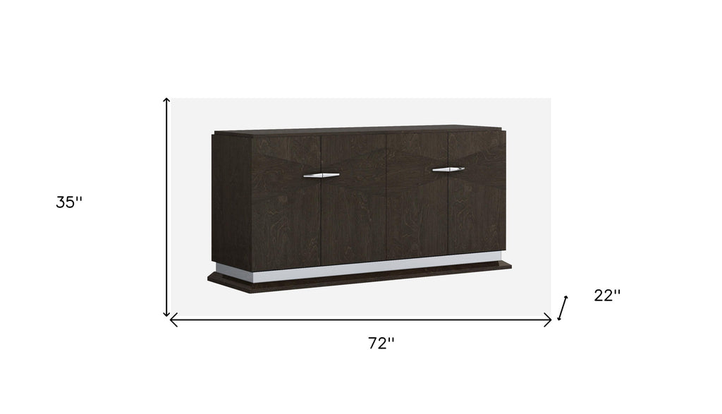 72" Gray Two Drawer Buffet Table Soft Close with Four Doors