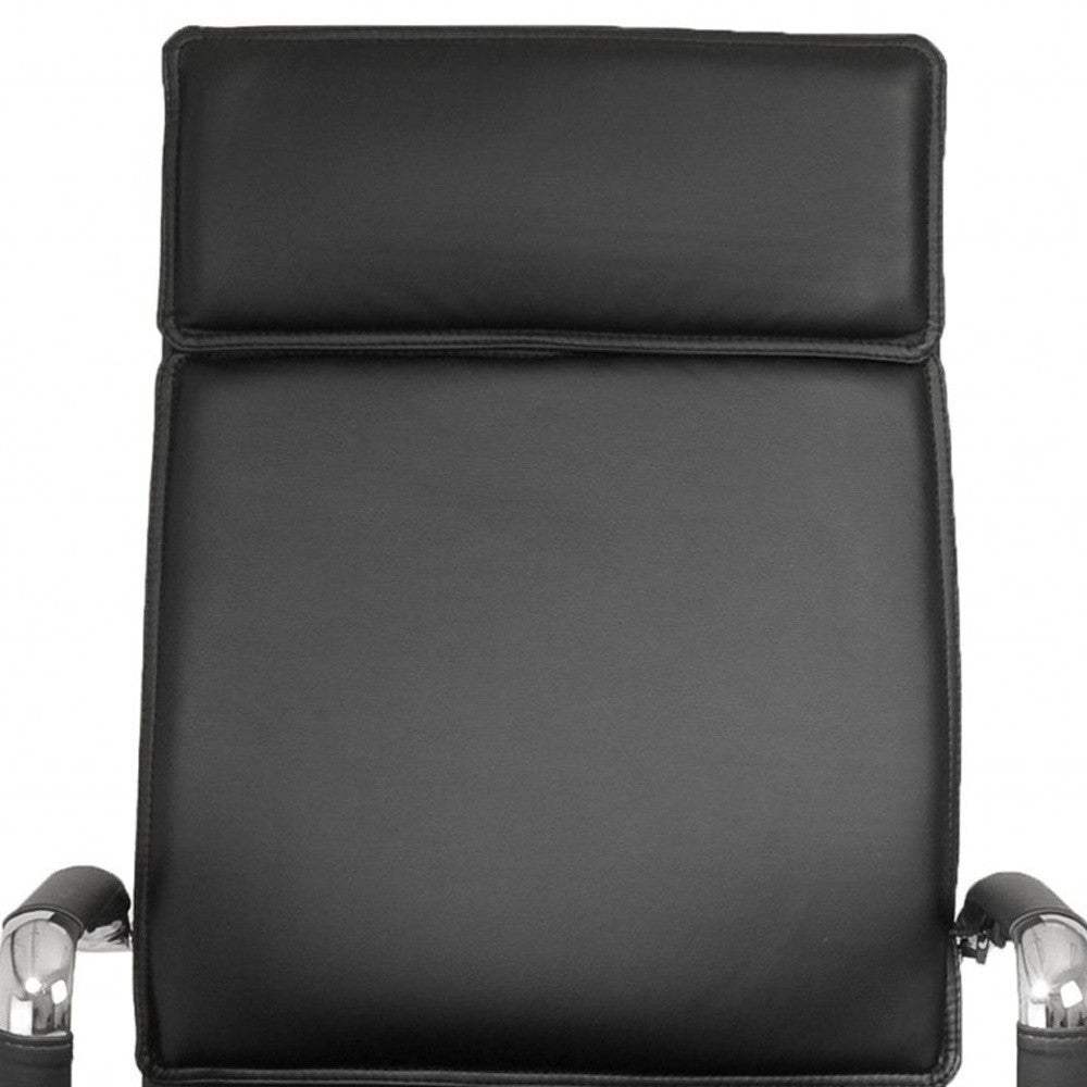 Black and Silver Adjustable Swivel Faux Leather Rolling Executive Office Chair