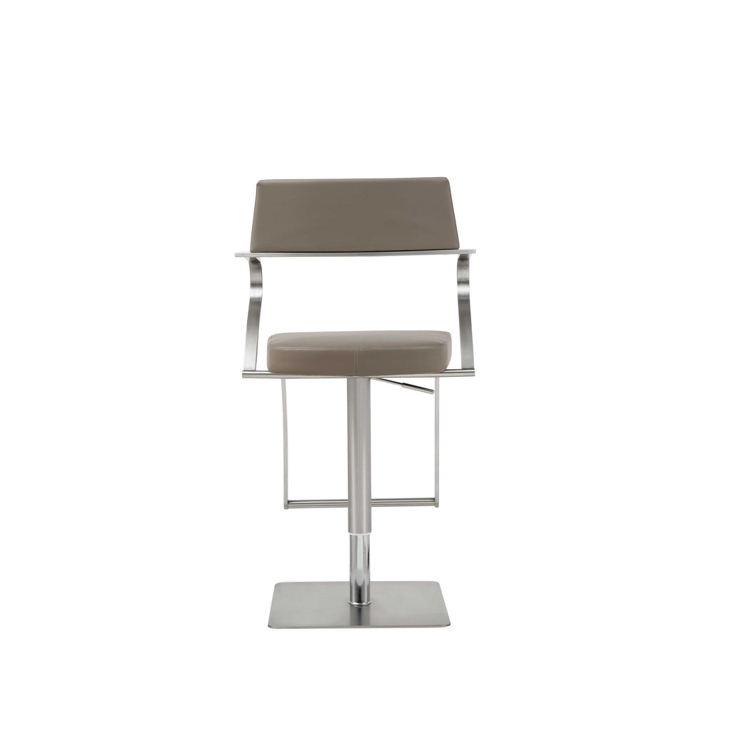 21 " Taupe And Silver Stainless Steel Bar Chair