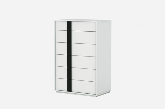 31 X 19 X 47 Gloss White Stainless Steel Drawer Chest