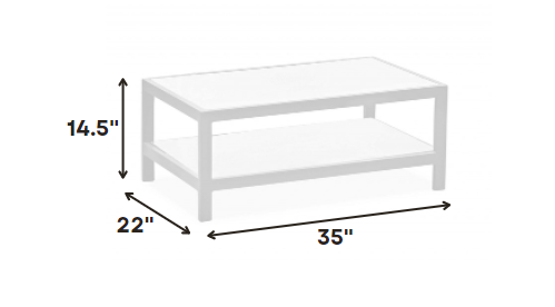 35" White Aluminum Coffee Table With Shelf