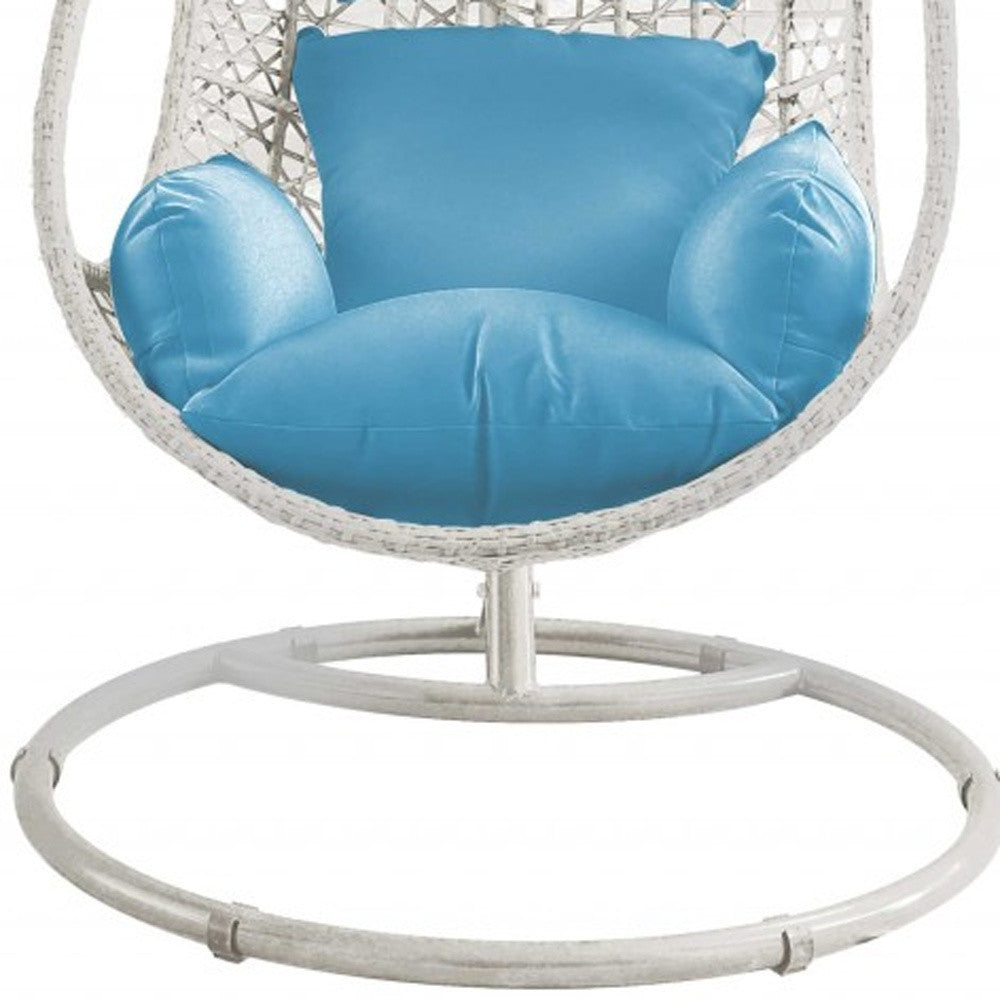 LuxxHomes  40" Blue and Steel stand finished Metal Outdoor Swing Chair with Blue Cushion