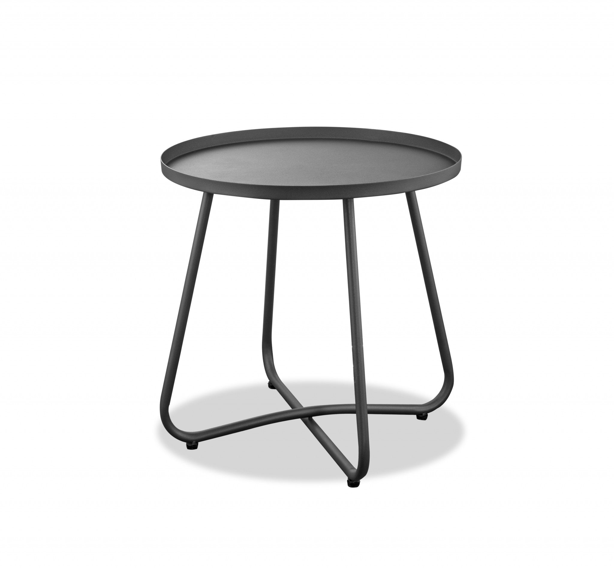 18" Gray Rounded Aluminum Outdoor Side Table