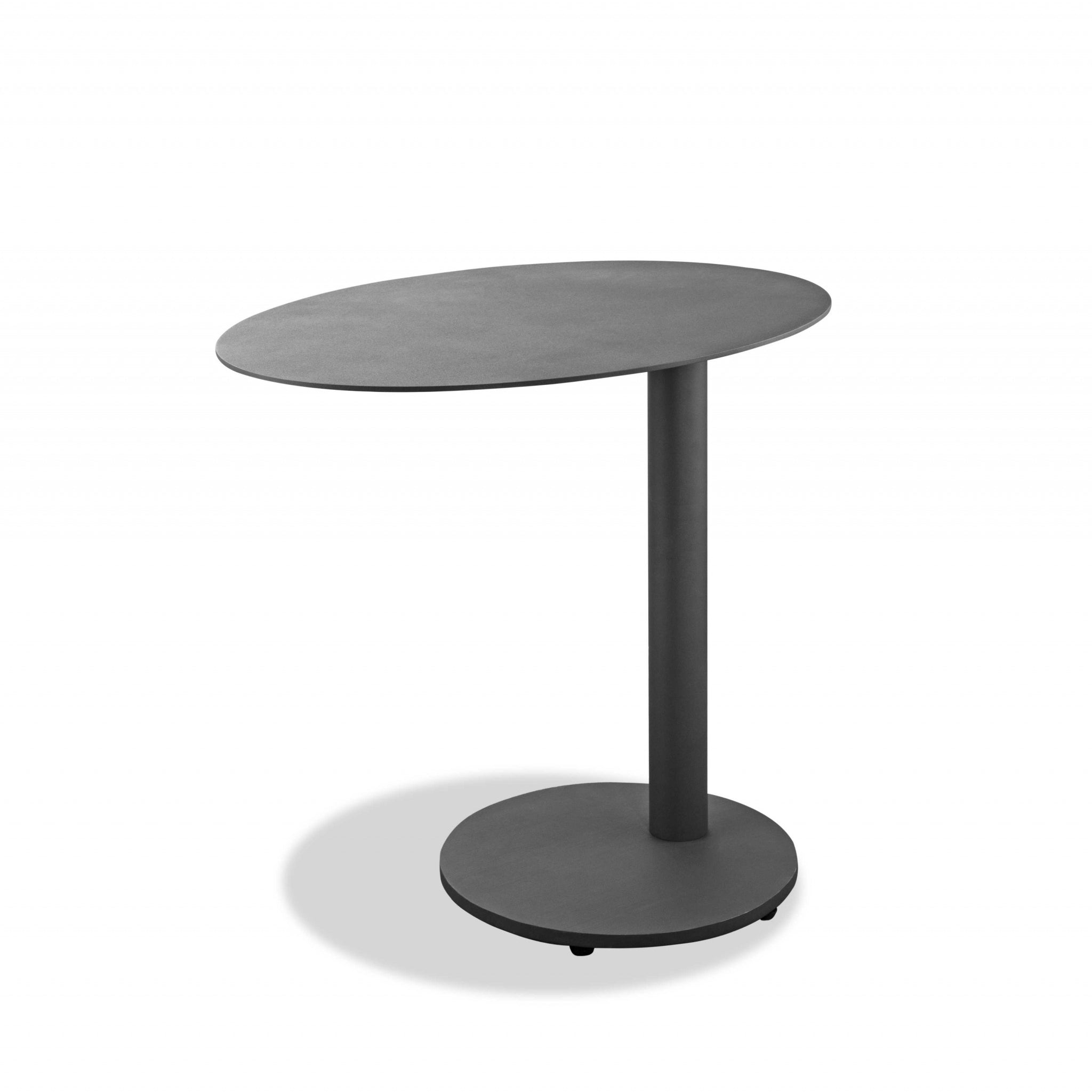 20" Gray Oval Aluminum Outdoor Side Table