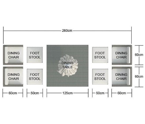 Nine Piece Clear and Gray Glass Dining Set