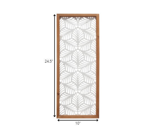 LuxxHomes  Carved Leaf Wood Framed Wall Panel