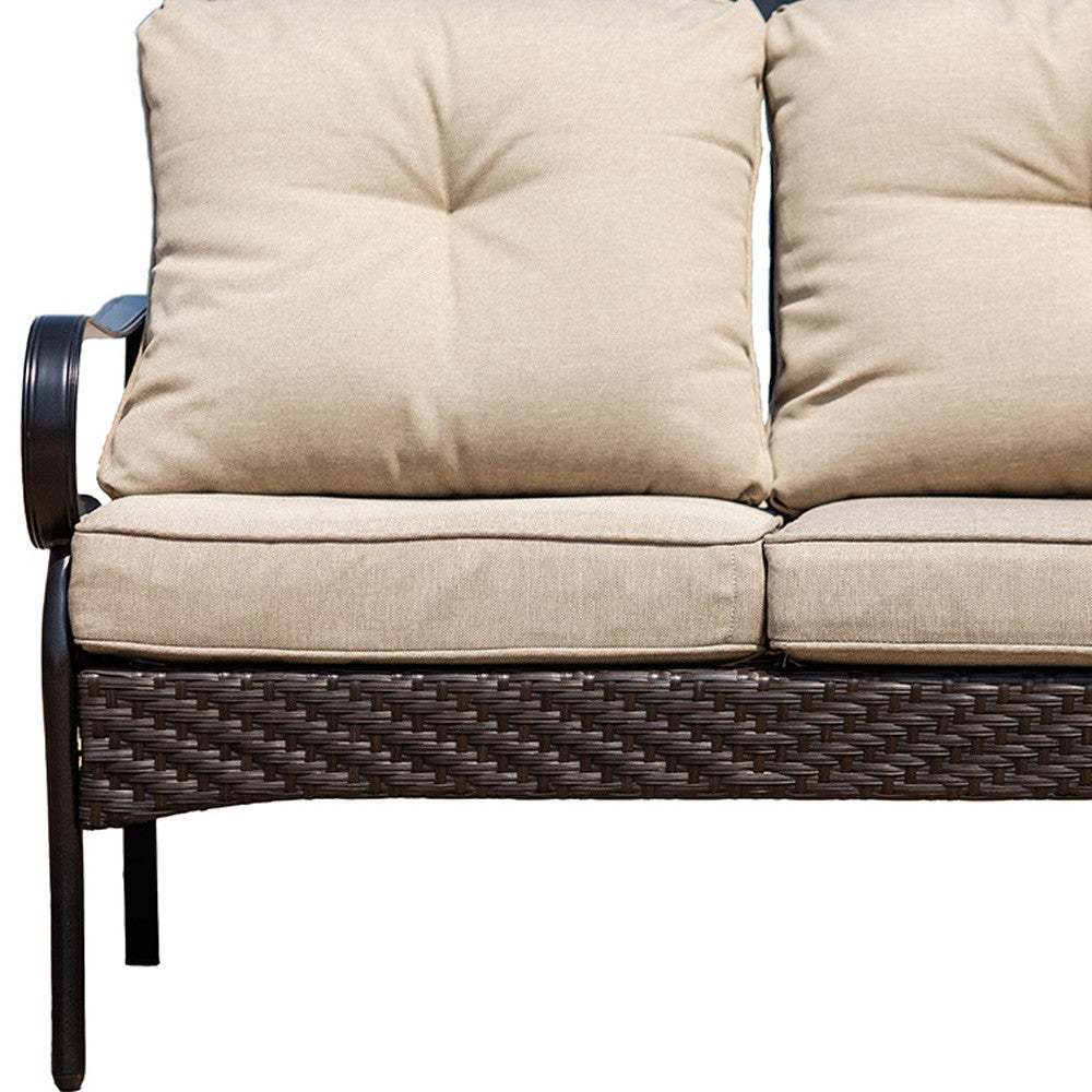 48" Beige Polyester Blend Sofa With Black Legs