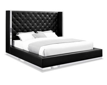 60 X 91 X 91 White Faux Leather Bed King