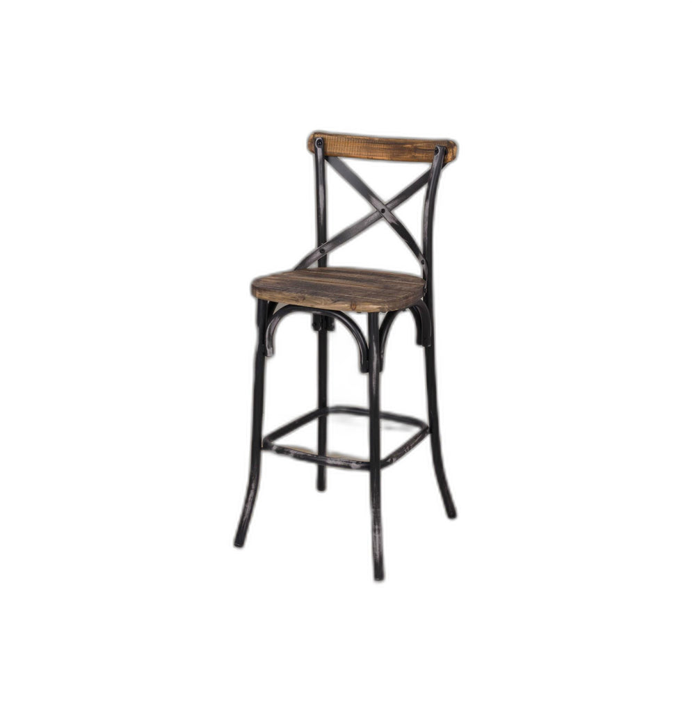 20" Brown And White Iron Bar Chair