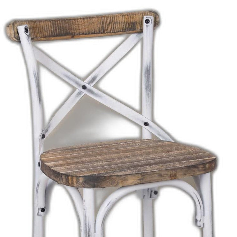 20" Brown And White Iron Bar Chair