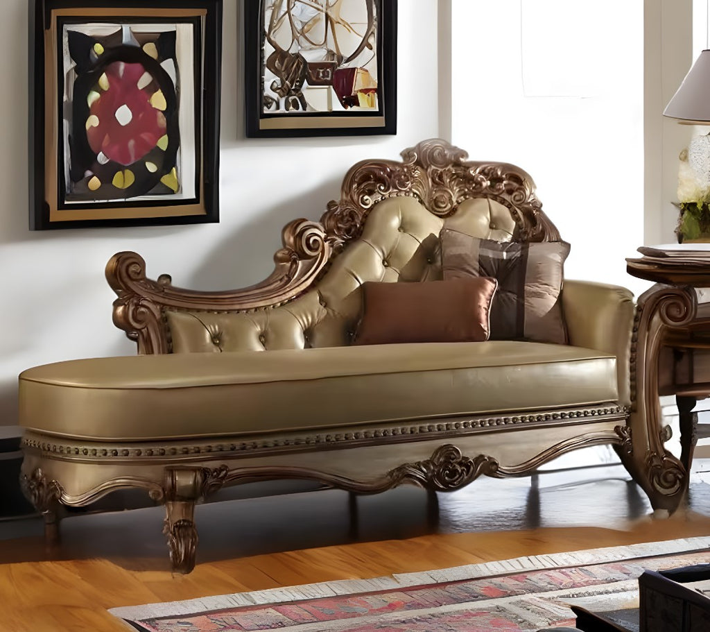 81" Bone And Pearl Faux Leather Tufted Lounge Chair