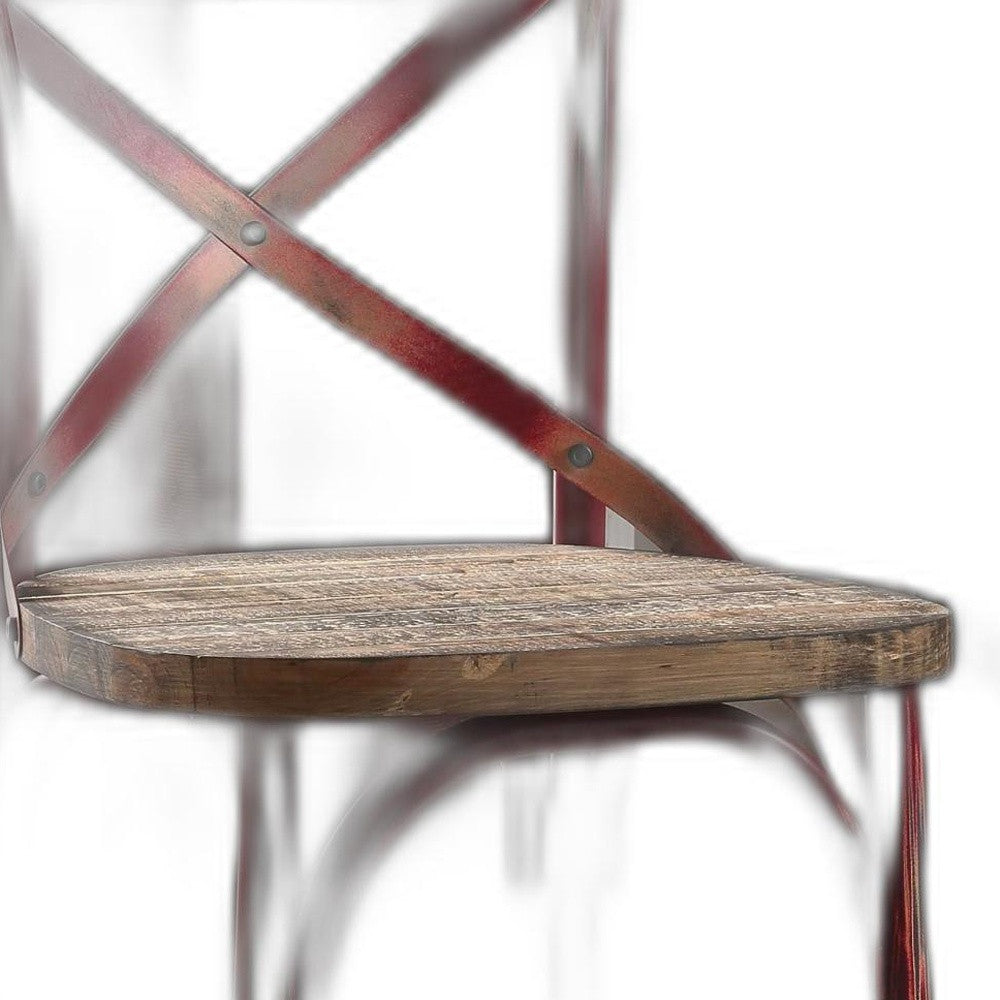 21" Brown And Red Iron Bar Chair