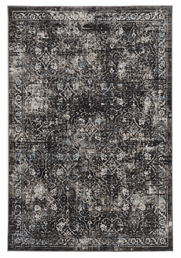 10' X 13' Black Damask Area Rug