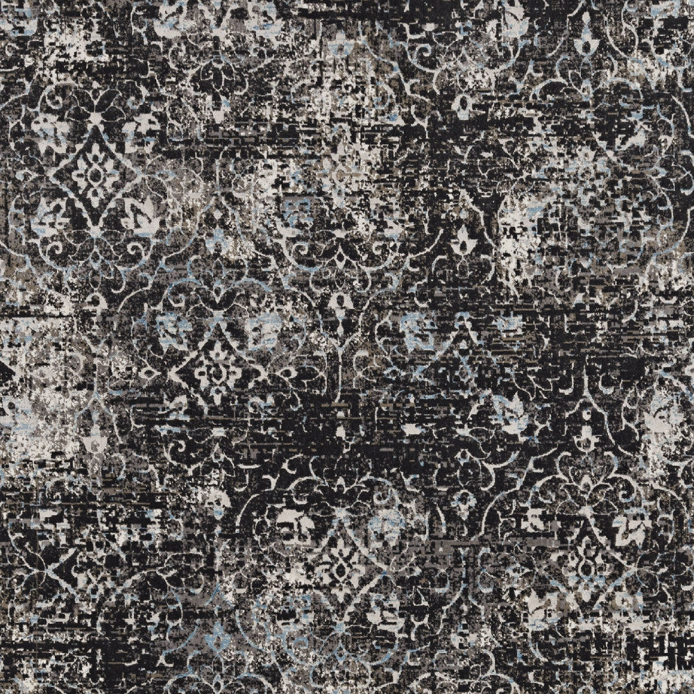 10' X 13' Black Damask Area Rug