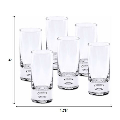 LuxxHomes  Mouth Blown Crystal 6 Pc Shot Or Vodka Glass Set  3 Oz