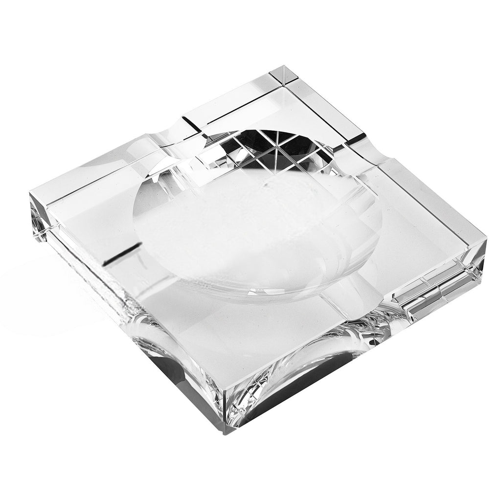 LuxxHomes  5" Clear Crystal Square Cigar Ash Tray