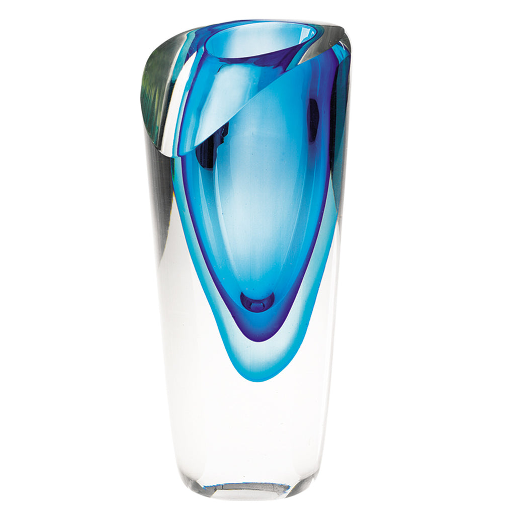 9 Blue Art Glass Vase