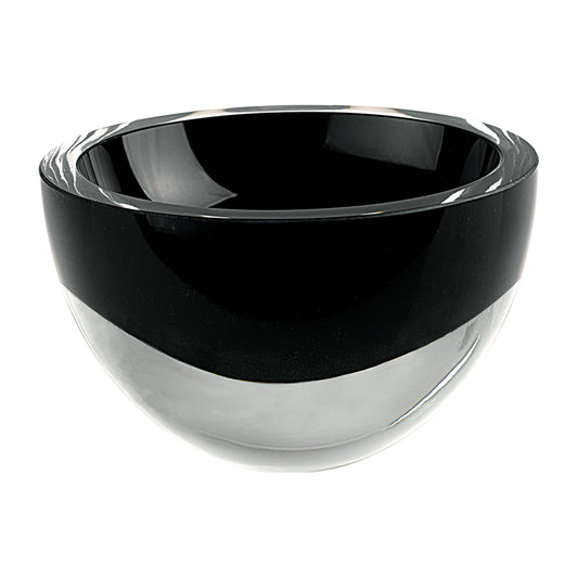 LuxxHomes  6" Black Mouth Blown Crystal Thick Walled Bowl