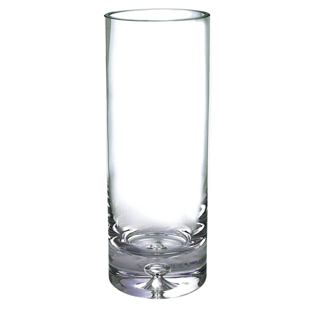 11" Clear Mouth Blown Crystal Cylinder Table Vase