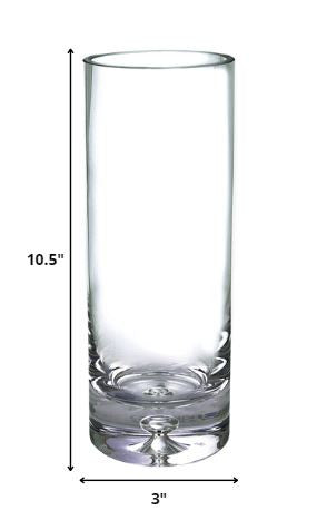 11" Clear Mouth Blown Crystal Cylinder Table Vase