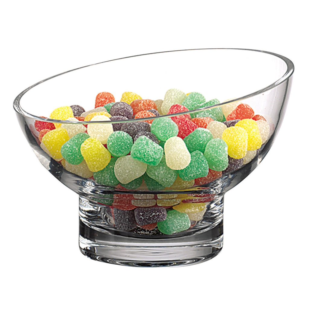 LuxxHomes  7" Clear Mouth Blown Slant Edge Glass Candy Bowl