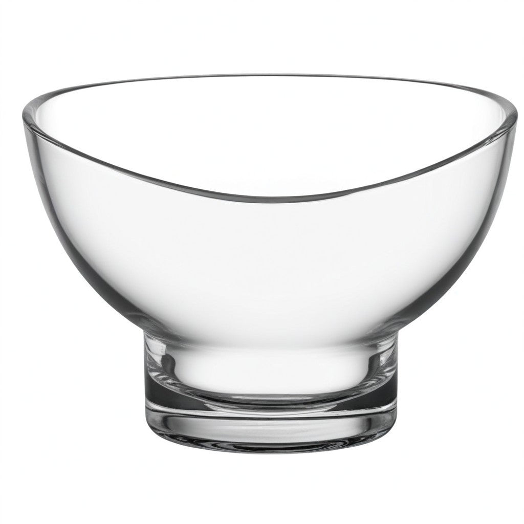 LuxxHomes  7" Clear Mouth Blown Slant Edge Glass Candy Bowl