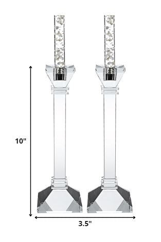 LuxxHomes  Hand Crafted Crystal Pair Classic Candle Holders