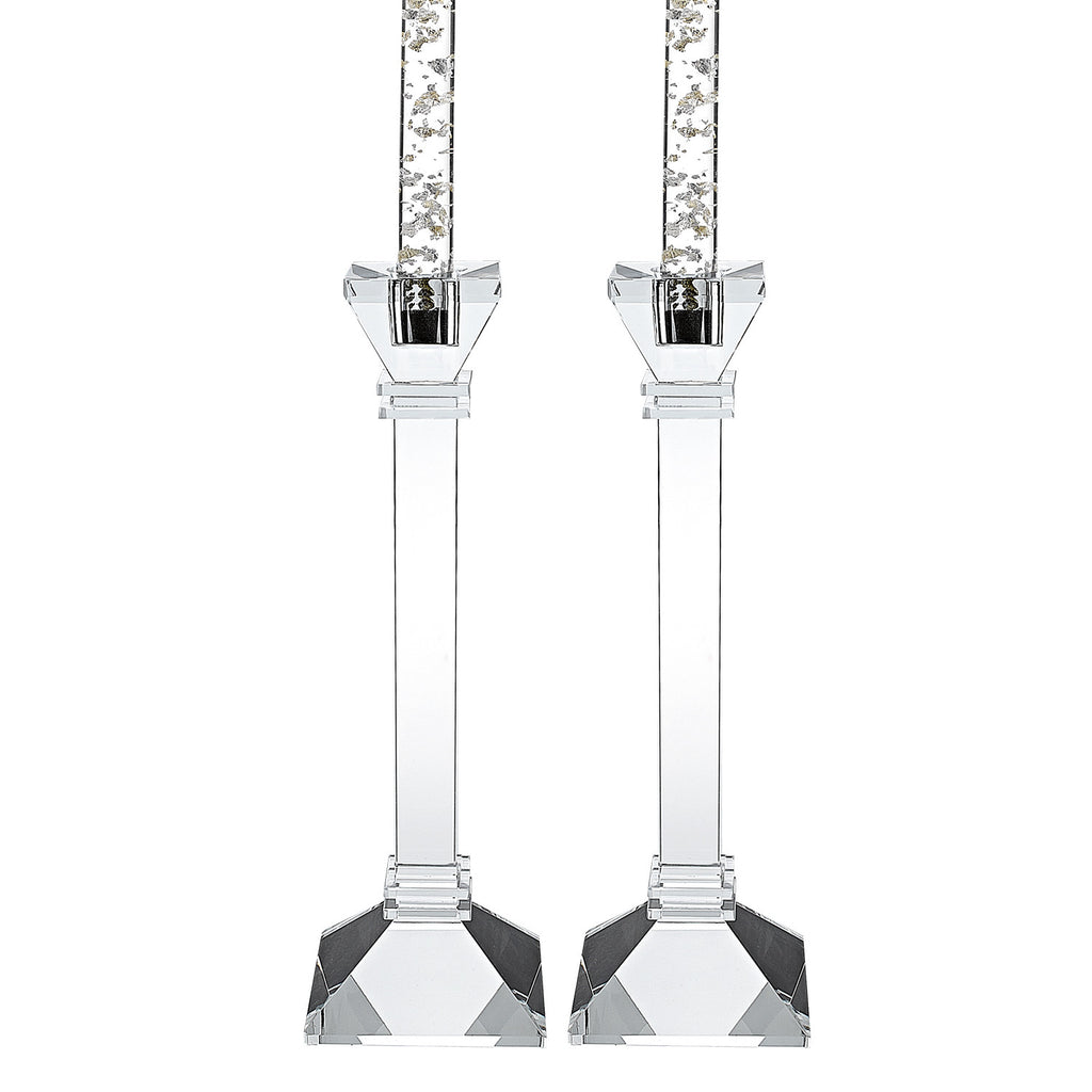 LuxxHomes  Hand Crafted Crystal Pair Classic Candle Holders