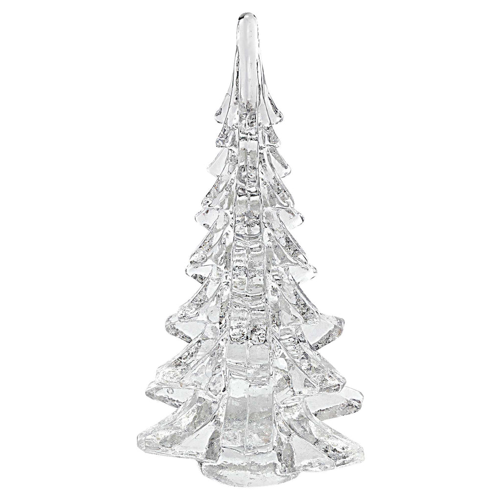 10" Mouth Blown Clear Glass Christmas Tree Sculpture