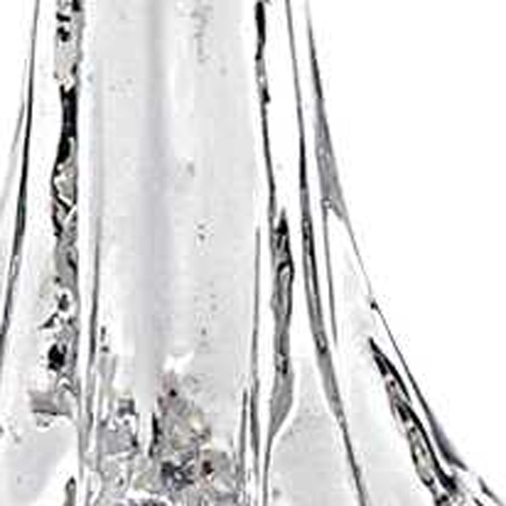 10" Mouth Blown Clear Glass Christmas Tree Sculpture